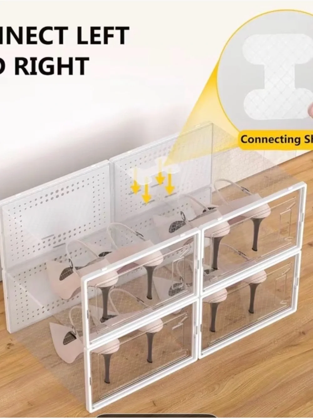 New 12-Pack Stackable Clear Plastic Shoe Storage Boxes (White)